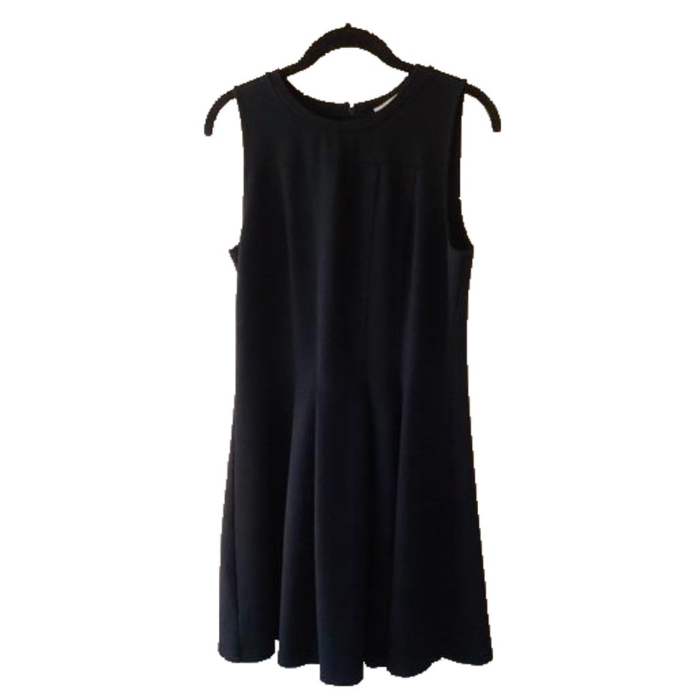 Loft Pleated Mini Dress Sleeveless Size 8 Black Back Zip Rayon Blend VGUC